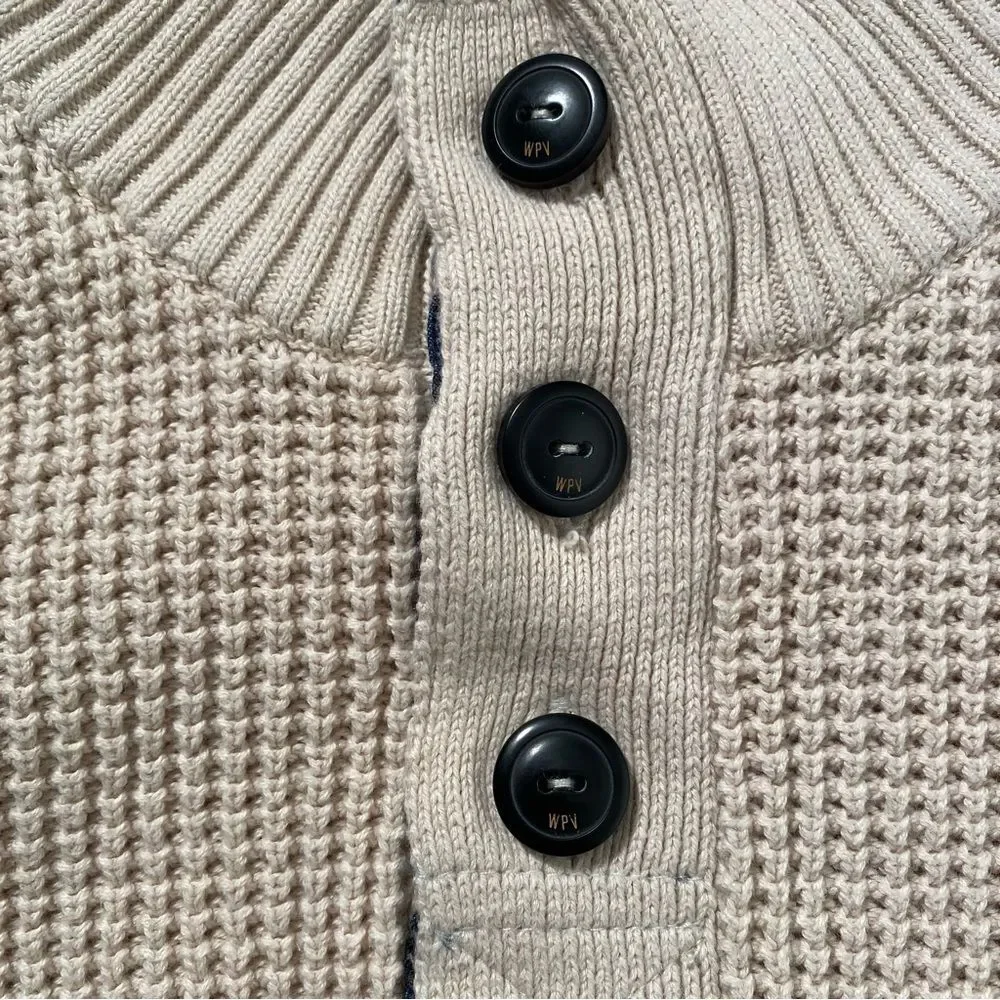 Weatherproof Vintage Mock Neck Shaker Knit Sweater Beige Men’s Size M